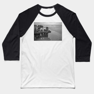 Wooden sea defences protecting the beach from coastal erosion Baseball T-Shirt